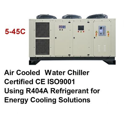Ambient Temperature Range 5-45C Air Cooled Water Chiller Certified CE ISO9001 Using R404A Refrigerant for Energy Cooling Solutions