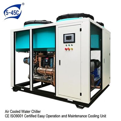 Rango de temperatura ambiente 5-45C Chiller de agua refrigerado por aire CE ISO9001 Unidad de refrigeración certificada de fácil operación y mantenimiento